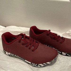 Nobull superfabric trainers. Maroon with zebra strip soles